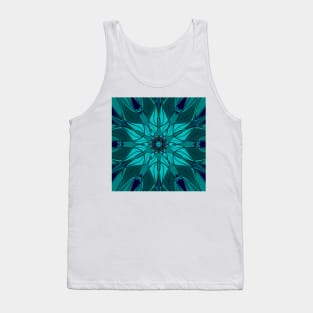 Cartoon Mandala Flower Blue Tank Top